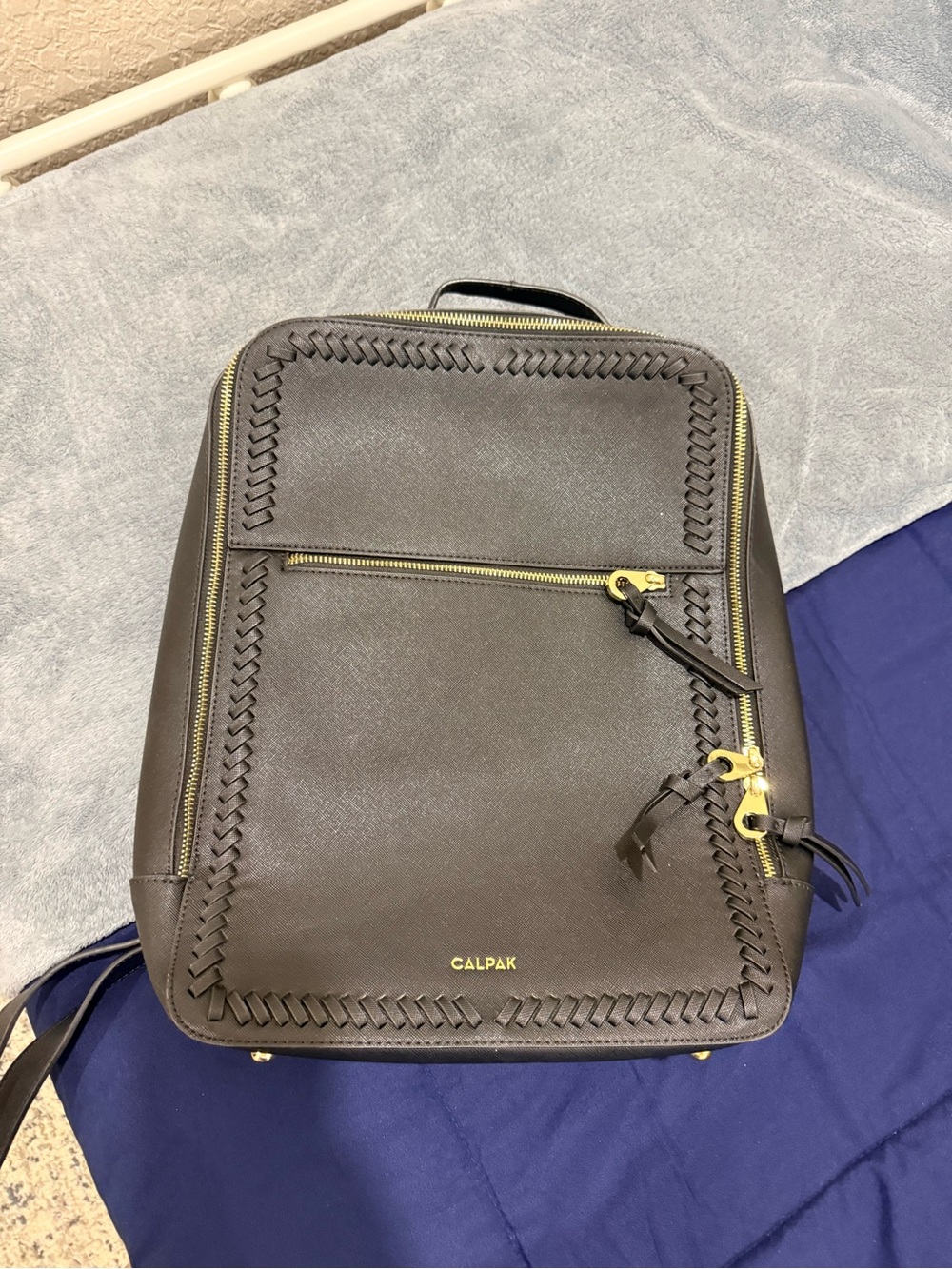 Calpak Black Backpack with Gold Accents
